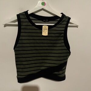 Black‎ and Green stripe crop top